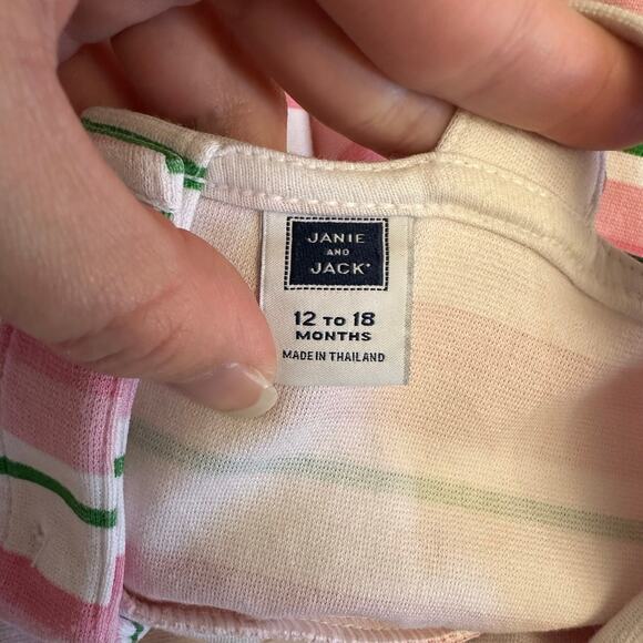 Janie & Jack Baby Dress 12–18 M Pink Stripe Bow Fit & Flare Classic Preppy Style - Picture 2 of 8
